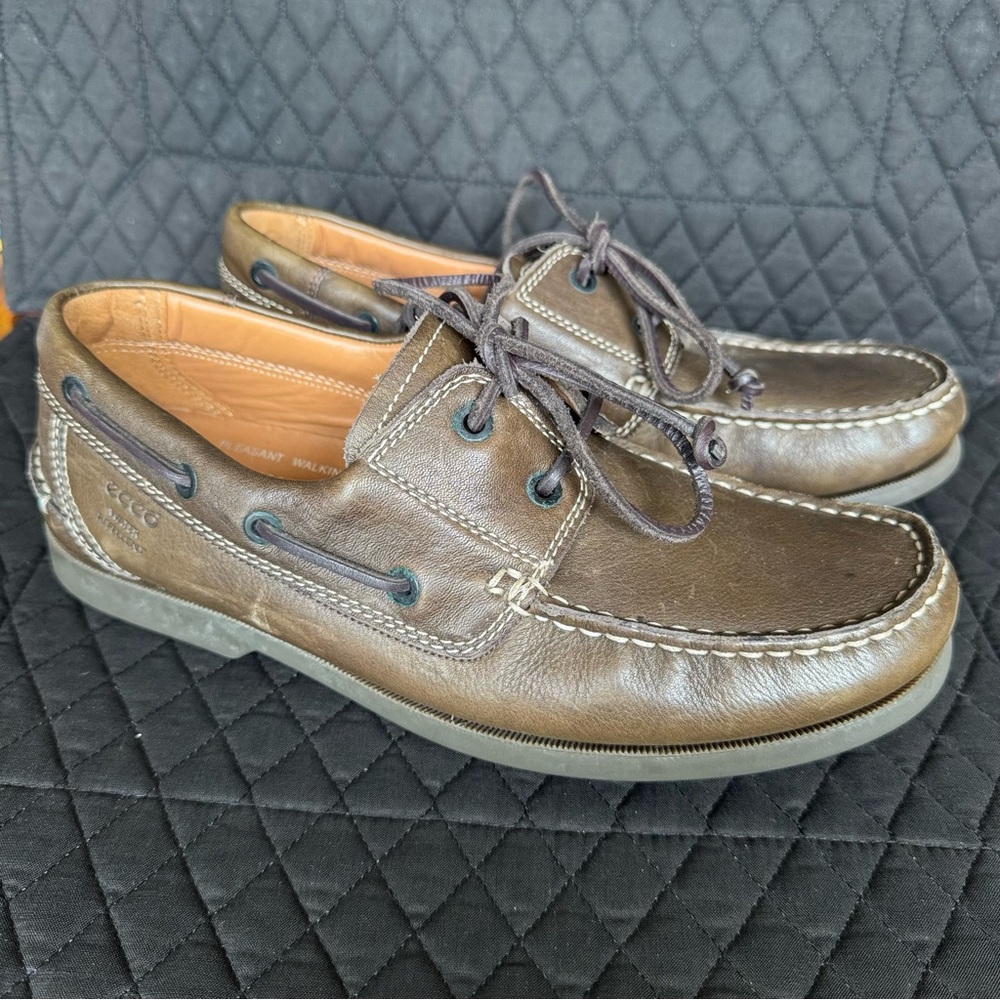 Ecco Brown Leather Lace Up Shoes Pleasant Walking Shoes Sneakers Men’s Size 41